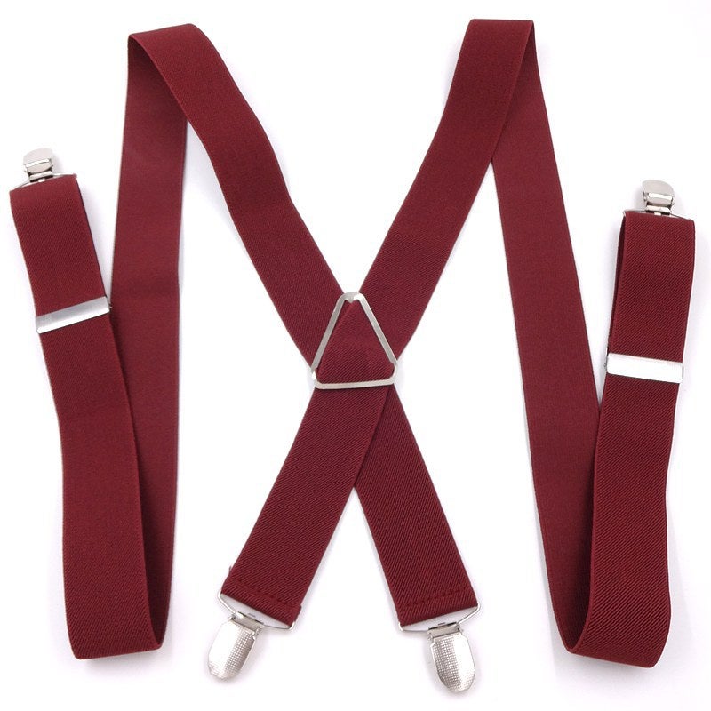 Men'S Four-Clip Suspender Trousers For The Elderly Fatty Adult Strap Wear Triangle Four-Corner Strap Pattern - Image 1
