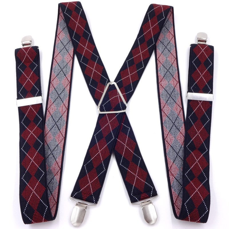 Men'S Four-Clip Suspender Trousers For The Elderly Fatty Adult Strap Wear Triangle Four-Corner Strap Pattern - Image 2