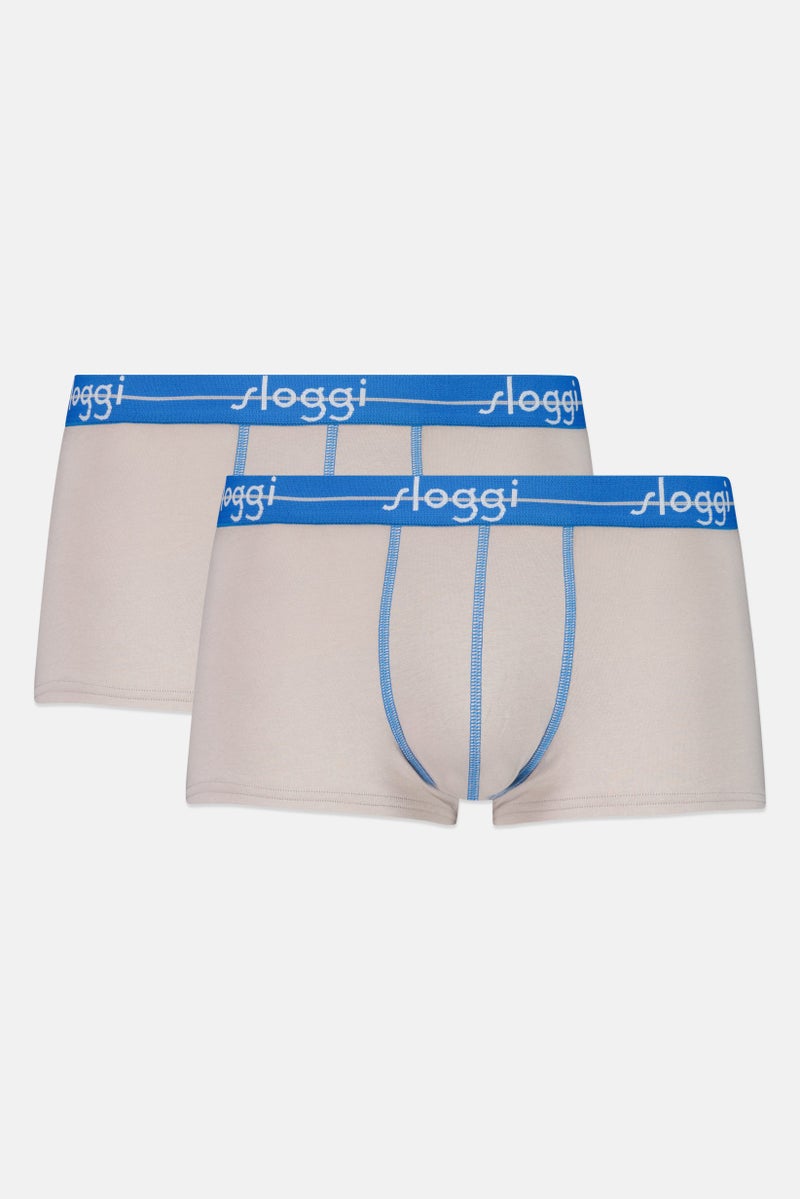 sloggi Men 2 Piece Brand Logo Boxer Brief, Grey - Image 1