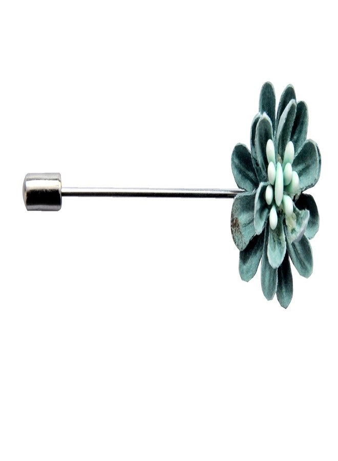 DeePerfetto Lily Handmade Flower Lapel PIN Boutonniere for Men - Suede Green - Image 5