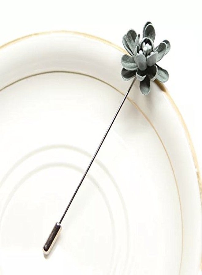 DeePerfetto Lily Handmade Flower Lapel PIN Boutonniere for Men - Suede Green - Image 3