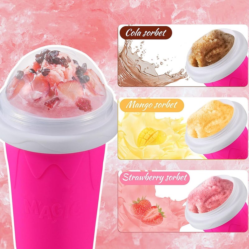 REGNBUE 2 Pack Slushy Maker Cup, Quick Frozen Magic Squeeze Cup for Juice Milk Yogurt Ice Cream Make, DIY Smoothie Cooling Cup with Lid & Straw for Kids Friends Family - Image 3