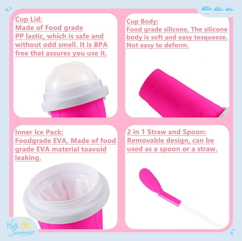REGNBUE 2 Pack Slushy Maker Cup, Quick Frozen Magic Squeeze Cup for Juice Milk Yogurt Ice Cream Make, DIY Smoothie Cooling Cup with Lid & Straw for Kids Friends Family - Image 5