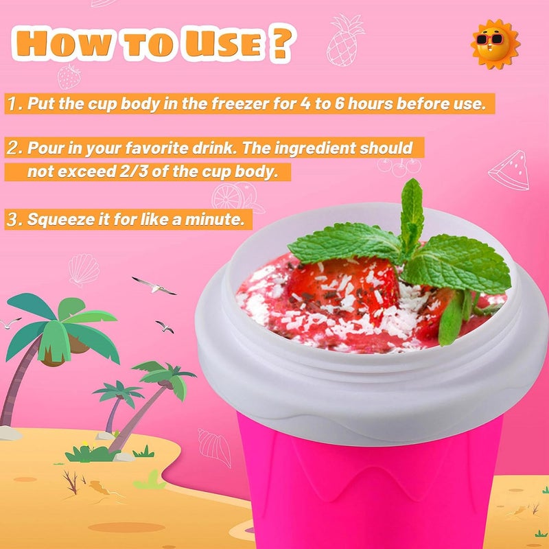REGNBUE 2 Pack Slushy Maker Cup, Quick Frozen Magic Squeeze Cup for Juice Milk Yogurt Ice Cream Make, DIY Smoothie Cooling Cup with Lid & Straw for Kids Friends Family - Image 4
