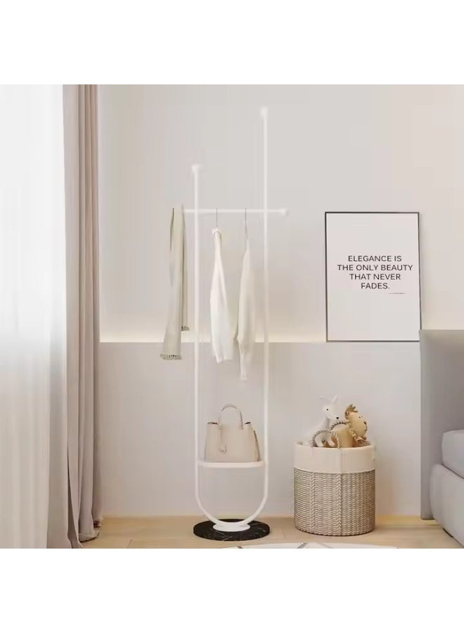 Y&D حامل معاطف معدني على شكل U حامل معاطف أبيض قائم بذاته مع قاعدة رخامية حامل معاطف قائم بطول 190 سم - Image 1