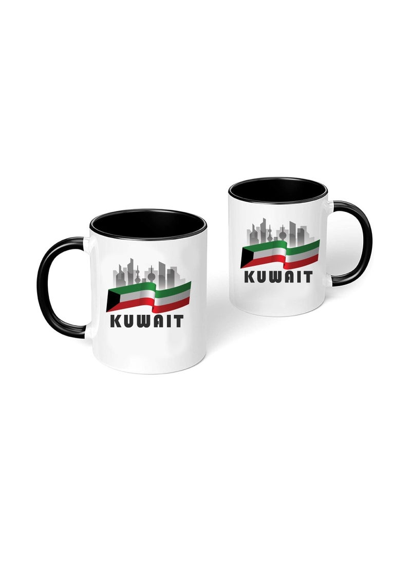 Kuwait National Day Sleek and Stylish Two-Tone Ceramic Coffee Mug - Kuwait Skyline Mug - Perfect for Kuwait National Day - 11 Oz - Image 2
