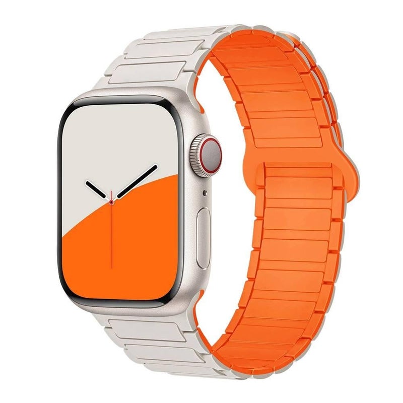 سوار ساعة ذكية باللون Starlight قابل للتعديل سوار رياضي من السيليكون متوافق مع Apple Watch 42/44/45/49mm بملاءمة قابلة للتعديل وحزام بديل - Image 5