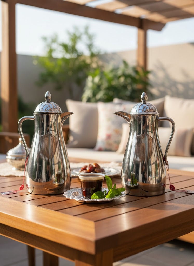 GAZELLA 2-Piece Plastic Tea/Coffee Flask Set 1Liter & 1Liter Metallic Grey with Borosilicate Glass Inside - Image 2