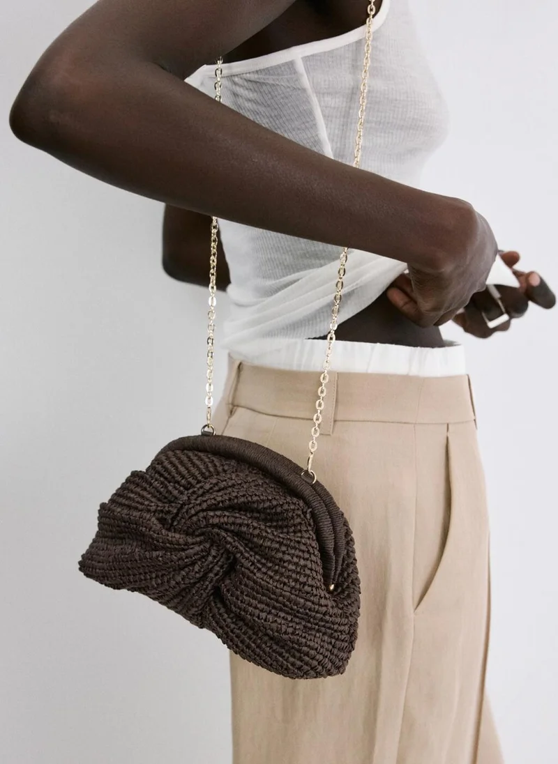 MANGO Natural Fibre Handbag