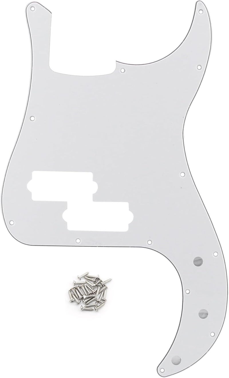 FLEOR 3Ply White P Bass Pickguard Guitar Scratch Plate Pick Guard for 4 String American/Mexican Standard P Bass Style - Image 1