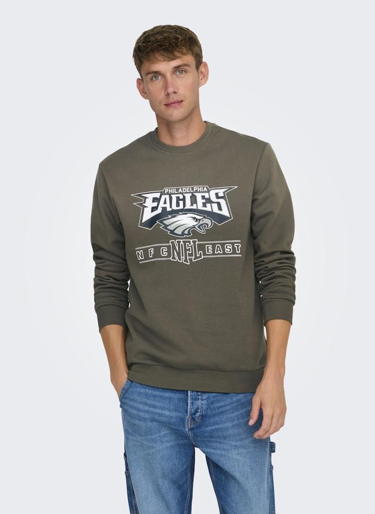 Only & Sons - Crew Neck  Printed Football Sweatshirt - Image 1