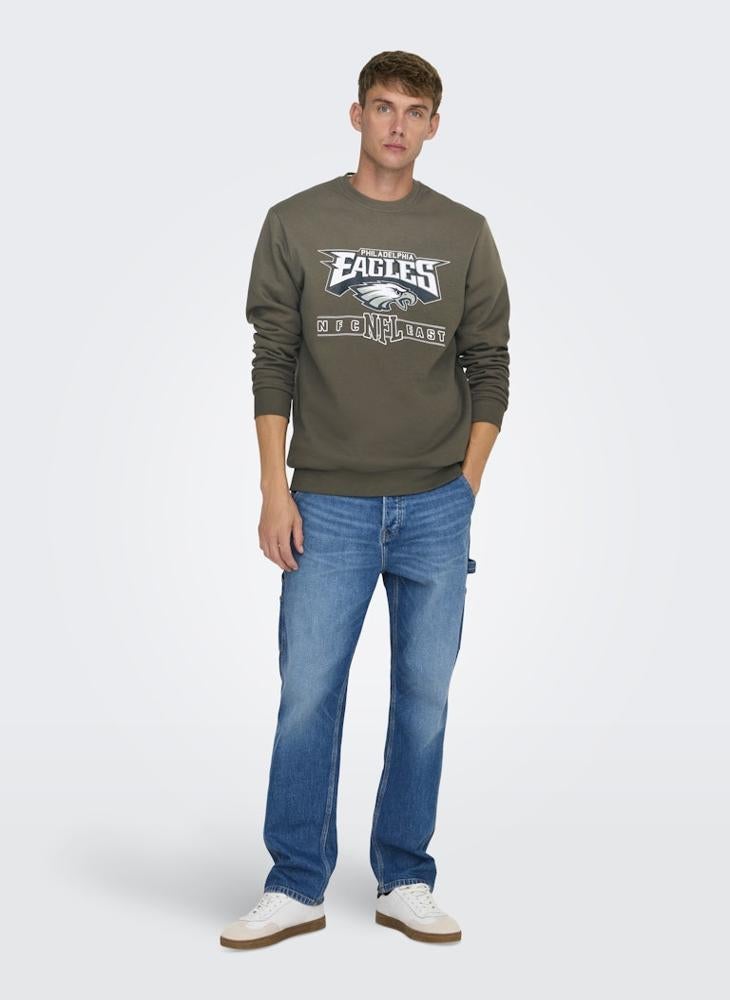 Only & Sons - Crew Neck  Printed Football Sweatshirt - Image 1