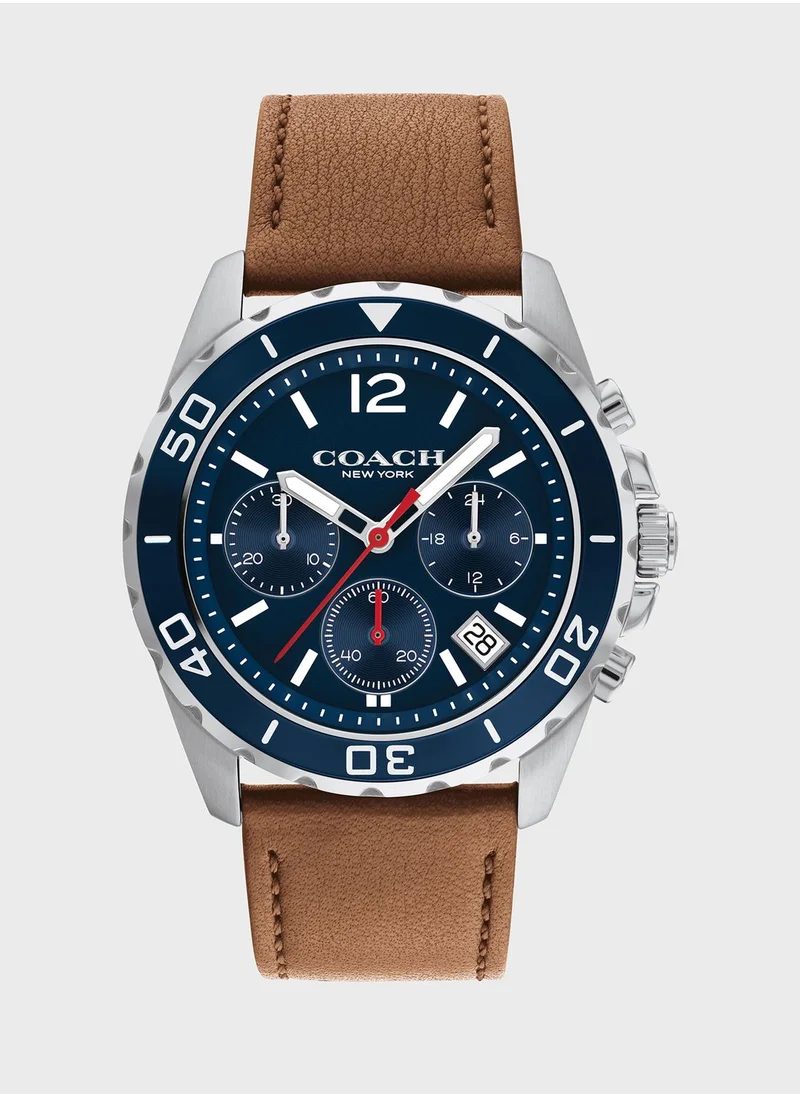 COACH Leather Strap Chronograph Watch