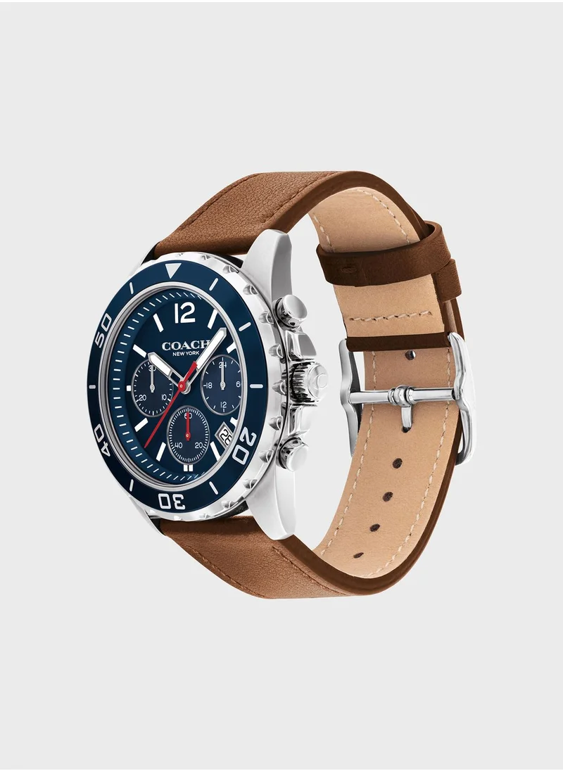 COACH Leather Strap Chronograph Watch