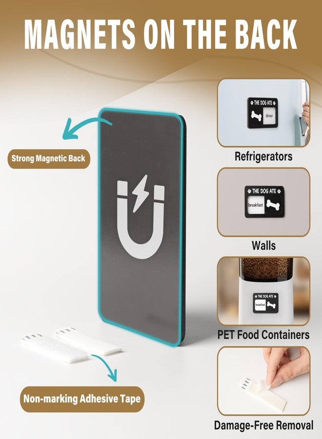 EliteSign Dog Feeding Reminder Sign with Magnet, Pet Feeding Tracker with The Dog Ate, Acrylic Dog Paw 2 Area Feed Sign with Breakfast and Dinner for Fridge, Black with 2 Stickers, 4.7" x 2.7" - Image 3