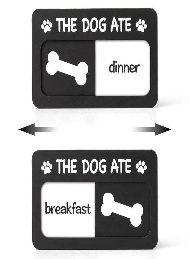 EliteSign Dog Feeding Reminder Sign with Magnet, Pet Feeding Tracker with The Dog Ate, Acrylic Dog Paw 2 Area Feed Sign with Breakfast and Dinner for Fridge, Black with 2 Stickers, 4.7" x 2.7" - Image 1