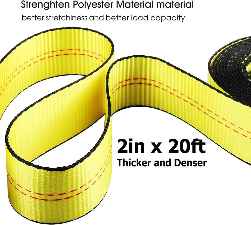 JCHL Recovery Tow Strap with Reinforced Loops 2inx20ft Heavy Duty 26,000lb Break Strength Vehicle Recovery Rope for for Car Truck Jeep ATV SUV Reinforced Loops, Protective Sleeves - Image 3
