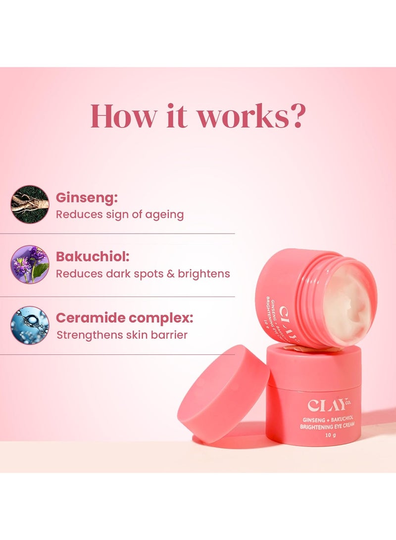 Clayco Ginseng & Bakuchiol Eye Cream | Brightens, Reduces Puffiness & Dark Circles | Hydrating & Firming | Japanese Skincare | Glass Skin Glow | For All Skin Types (10g) - Image 3