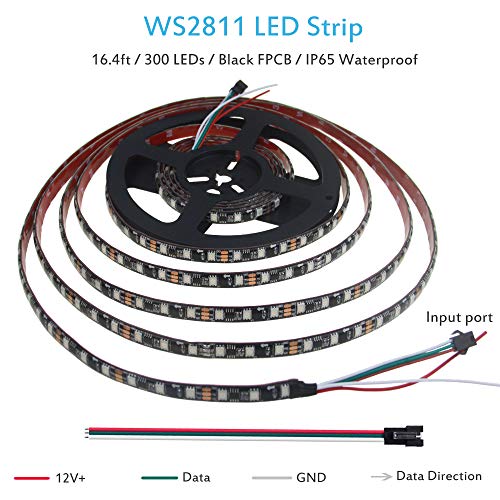 ALITOVE RGB Addressable LED Strip WS2811 12V LED Strip Lights 16.4ft 300 LEDs Dream Color Programmable Digital Flexible LED Pixel Rope Light Waterproof IP65 with 3M VHB Heavy Duty Self-Adhesive Back - Image 2