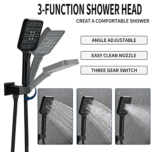 DIFEINI Bathtub Faucet Set with Handheld Sprayer Tub Filler Faucets with Rough-in Valve Trim Kit Wall Mount Tub Faucets Matte Black - Image 3