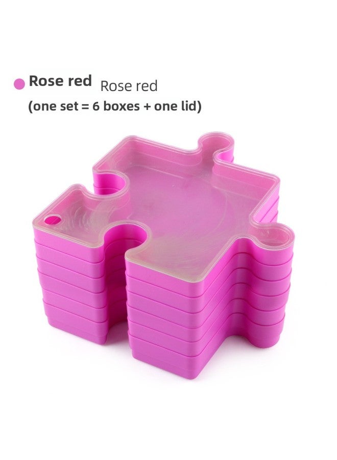 Supply Adult Puzzle 1000 Three-dimensional Puzzle Storage Box Splicing Classification Storage Toys-Color:Puzzle Box Rose Red 691.2G - Image 1