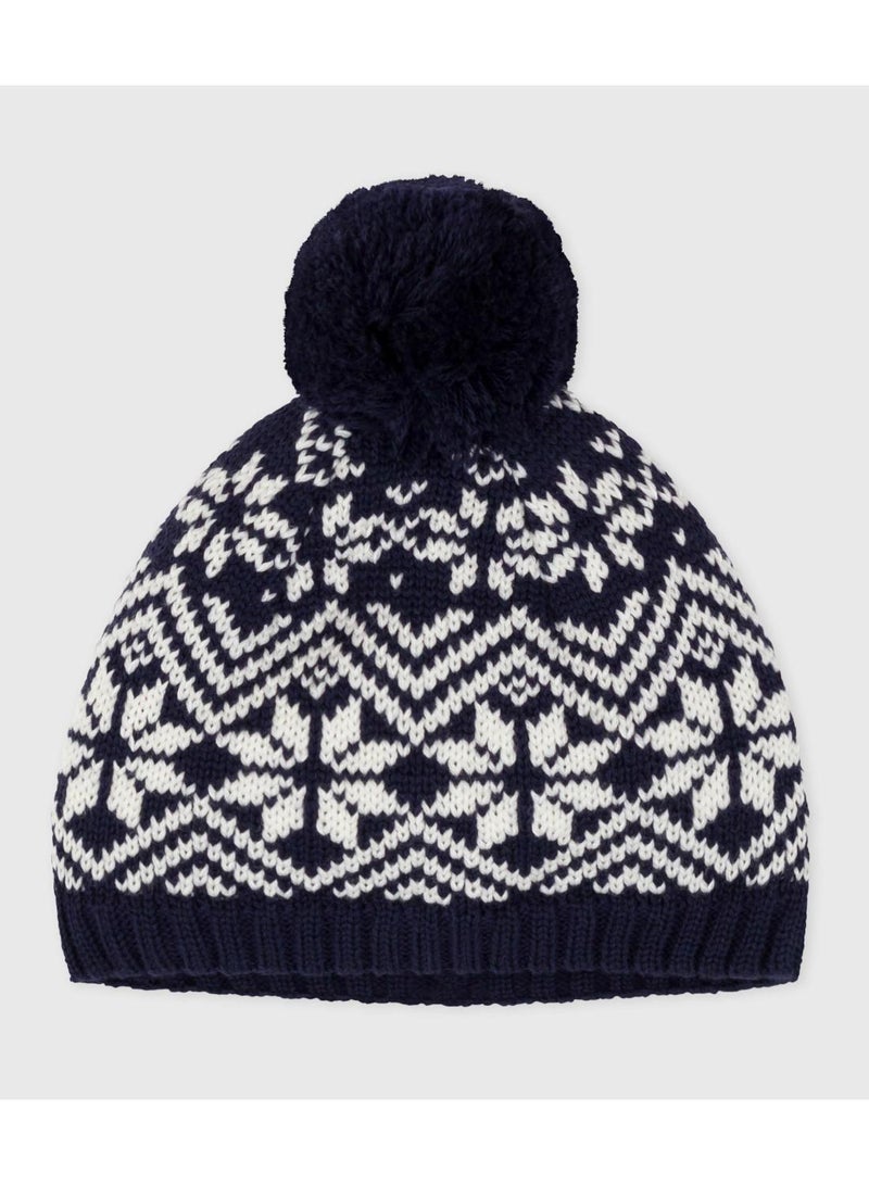 Petit Bateau Babies' woollen jacquard beanie hat - Image 1