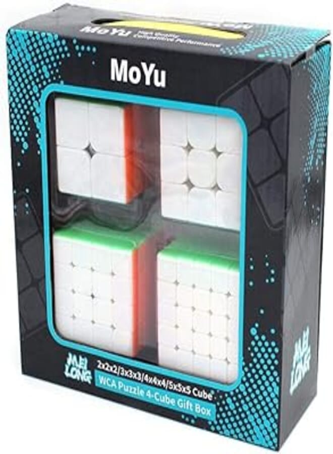 Cubelelo Speedcubing Bundle 2x2 3x3 4x4 5x5 Cube Set of Moyu Mofang Jiaoshi MF2S MF3S MF4S MF5S Stickerless Magic Cube Combo Set with Gift Box