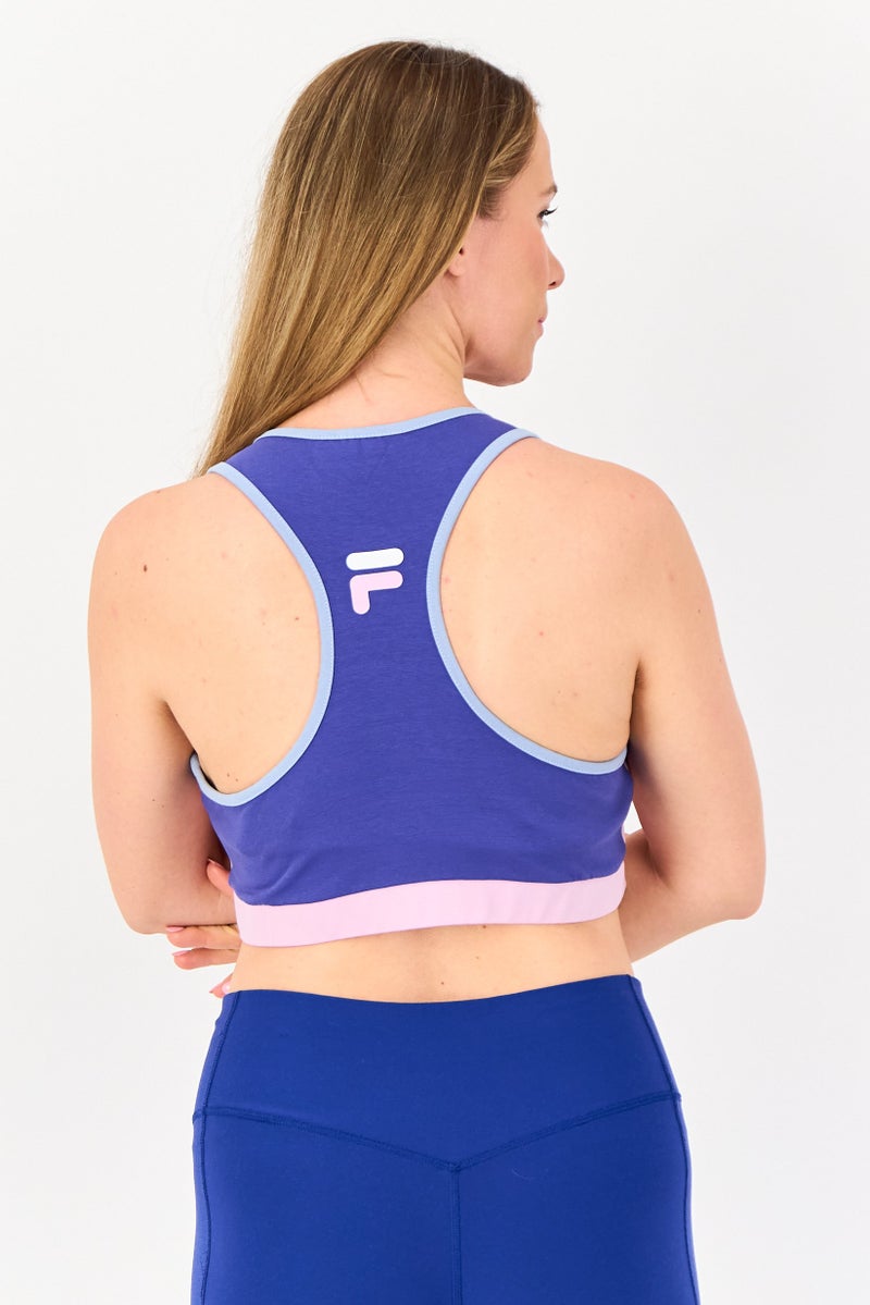 FILA Women Brand Logo Non Padded Sports Bra, Multicolor - Image 3