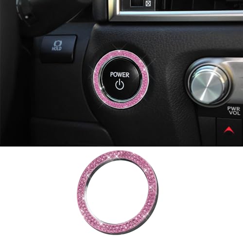RGOAANC Crystal Rhinestone Engine Start Stop Decoration Ring Push Button Cover Key Ignition Knob Ring Accessories Sparkling Sticker for Car Pink 1PCS - Image 1