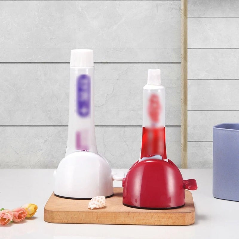 Red Manual Toothpaste Squeezer Tube Dispenser Holder for Bathroom - Image 2