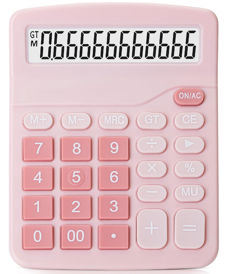 Mr. Pen- Calculator  Pink  Calculators Large Display  Standard Function Calculator  12-Digit  Calculators Desktop  Office Calculator  Desktop Calculator  Desk Calculator Large Display  Pink Calculator - Image 1
