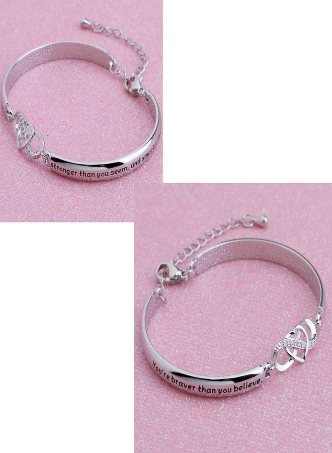 FEELMEM Inspirational Bracelet for Daughter Gifts from Mom You are Braver Stronger Smarter Than You Think to My Daughter Gift(You're braver-silver) - Image 5