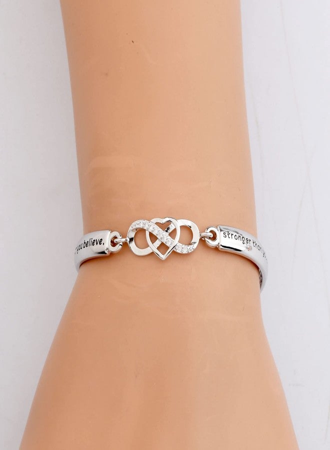 FEELMEM Inspirational Bracelet for Daughter Gifts from Mom You are Braver Stronger Smarter Than You Think to My Daughter Gift(You're braver-silver) - Image 4