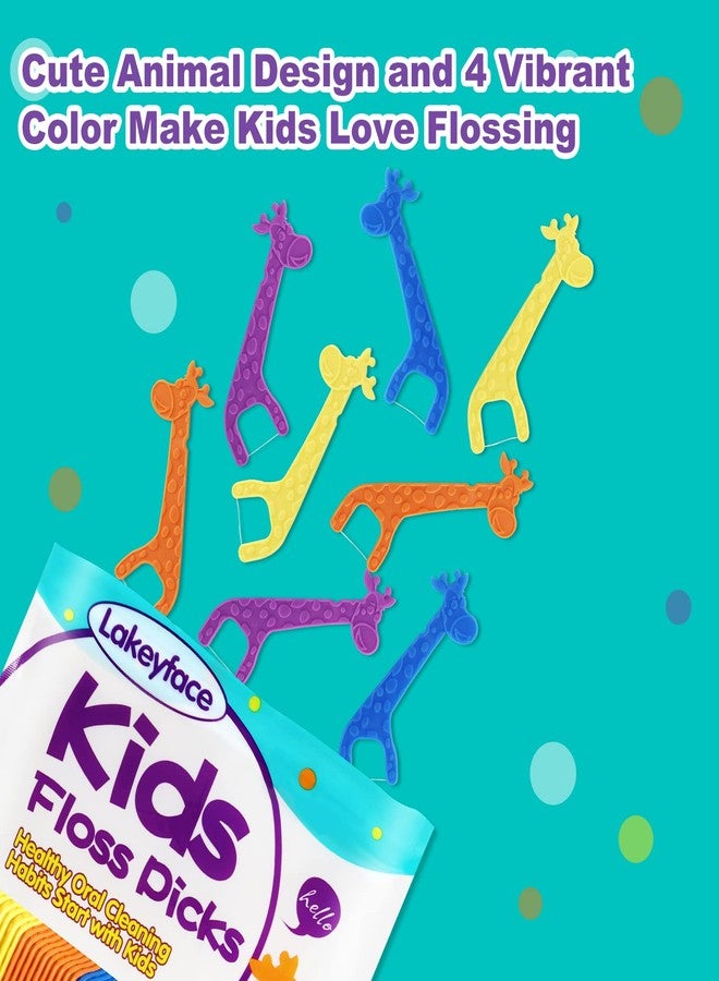 Lakeyface 300 Count Kids Flossers, Cute Giraffe Kids Floss Picks, No Fluoride BPA Free Dental Floss Picks, Unflavored Flossers for Kid, 4 Colors, 75 Count (Pack of 4 - Image 4