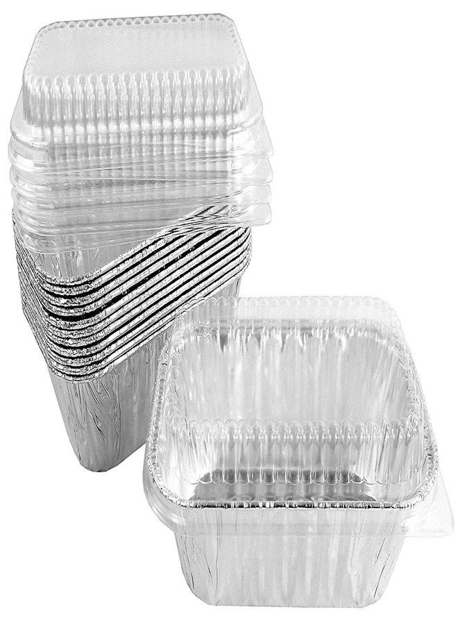 PACTOGO Disposable 1 lb. Aluminum Foil Mini Loaf Pans with Clear Low Dome Lids (Pack of 100 Sets) - Image 1
