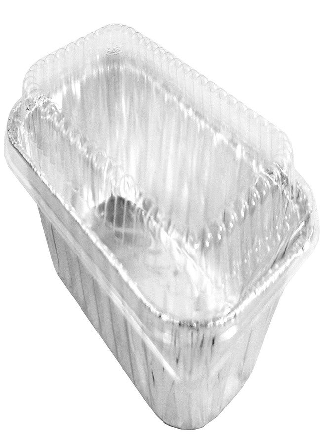 PACTOGO Disposable 1 lb. Aluminum Foil Mini Loaf Pans with Clear Low Dome Lids (Pack of 100 Sets) - Image 5