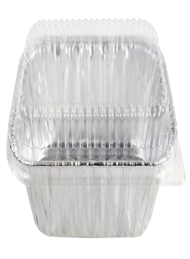 PACTOGO Disposable 1 lb. Aluminum Foil Mini Loaf Pans with Clear Low Dome Lids (Pack of 100 Sets) - Image 4