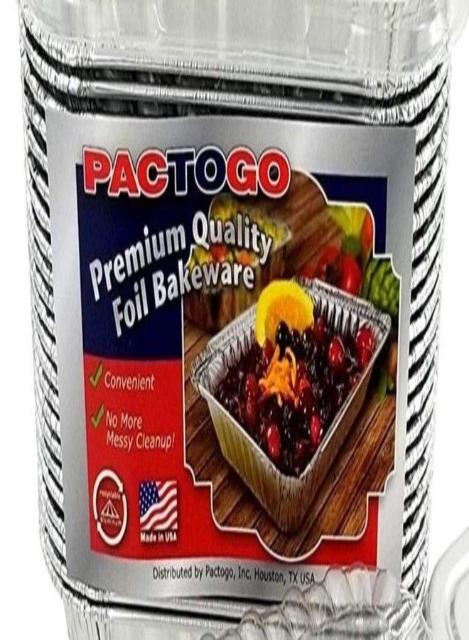 PACTOGO Disposable 1 lb. Aluminum Foil Mini Loaf Pans with Clear Low Dome Lids (Pack of 100 Sets) - Image 3