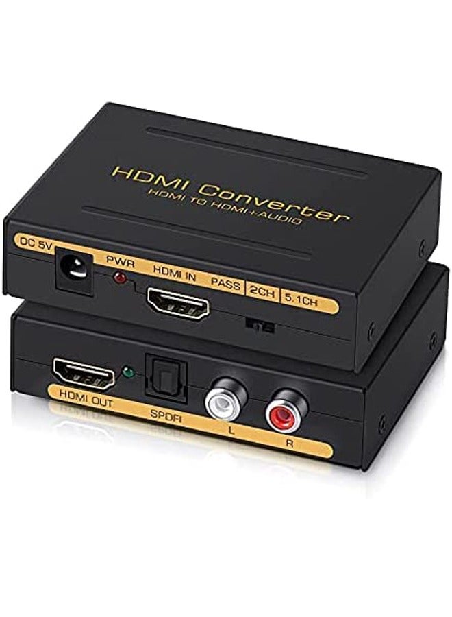 4K 60Hz HDMI Audio Extractor Converter HDMI to HDMI Audio (SPDIF + RCA L/R Stereo) HDMI Video Audio Splitter Adapter for Fire Stick Xbox PS5 Support 3D HDCP 2.2 18Gpbs - Image 1