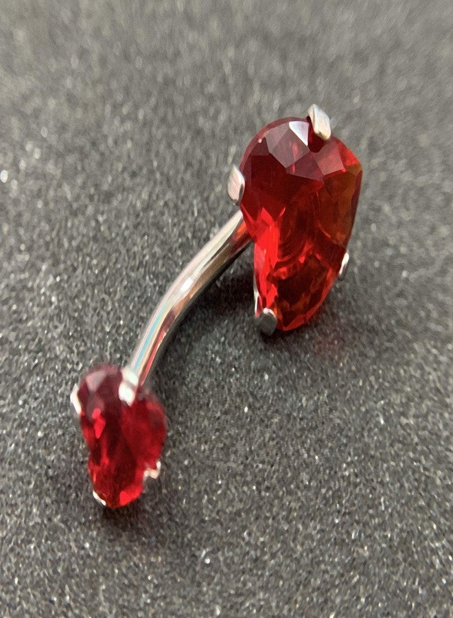 GADGETSDEN 316L Surgical Steel Screw Hearts Red Color Cubic Zirconia Internally Threaded Belly Button Ring Body Jewelry Piercing Navel Ring Barbells - Image 4