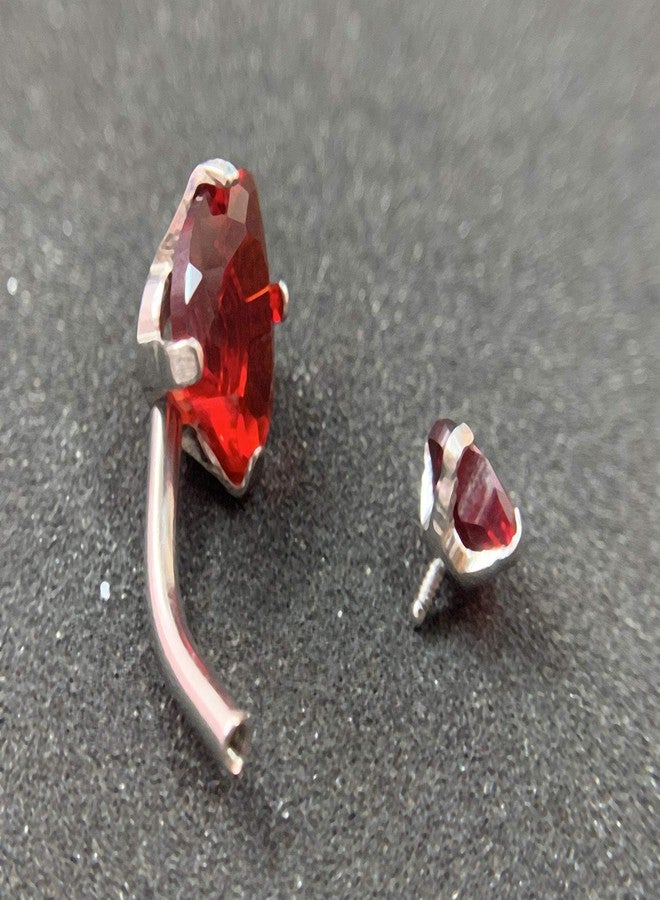 GADGETSDEN 316L Surgical Steel Screw Hearts Red Color Cubic Zirconia Internally Threaded Belly Button Ring Body Jewelry Piercing Navel Ring Barbells - Image 5