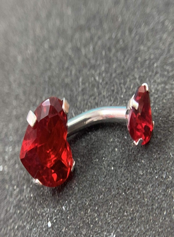 GADGETSDEN 316L Surgical Steel Screw Hearts Red Color Cubic Zirconia Internally Threaded Belly Button Ring Body Jewelry Piercing Navel Ring Barbells - Image 3
