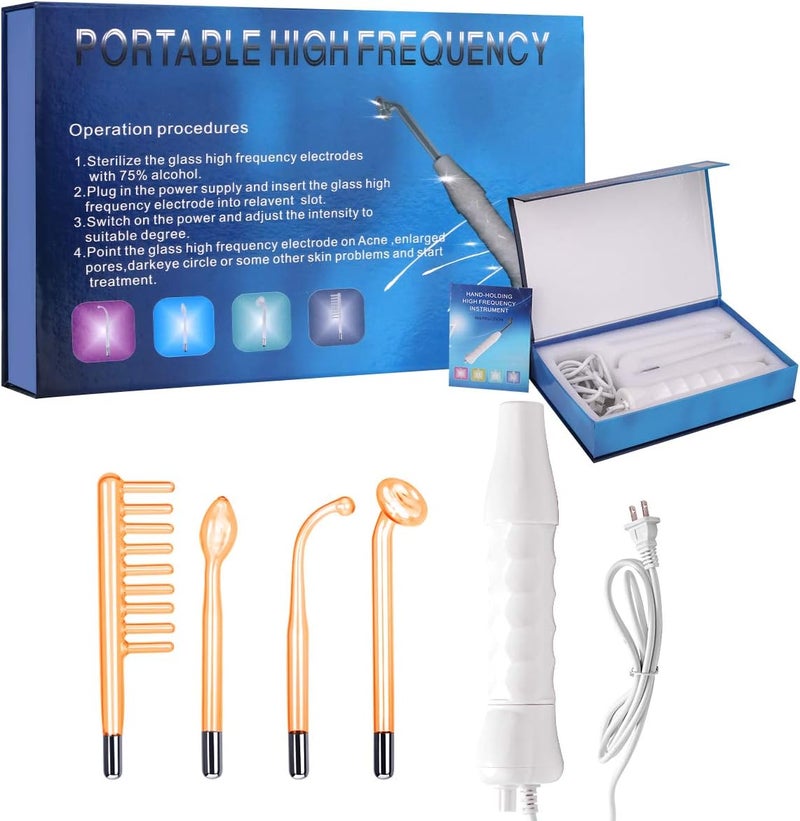 MYSWEETY 4 in 1 Portable Handheld High Frequency Facial Electrode Wand with 4 Different Tubes - Image 1
