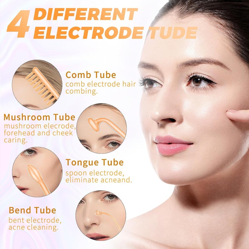 MYSWEETY 4 in 1 Portable Handheld High Frequency Facial Electrode Wand with 4 Different Tubes - Image 3