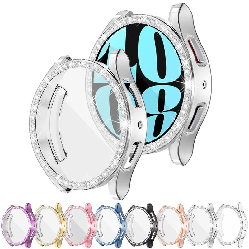 RICHONE [8Pack] RICHONE Screen Protector Compatible with Galaxy Watch 6 44mm, Glitter Rhinestones Protective Case for Samsung Smart Watch6 44MM SM-R940 Soft Bling Face Covers Accessories Anti-Scratches - Image 1