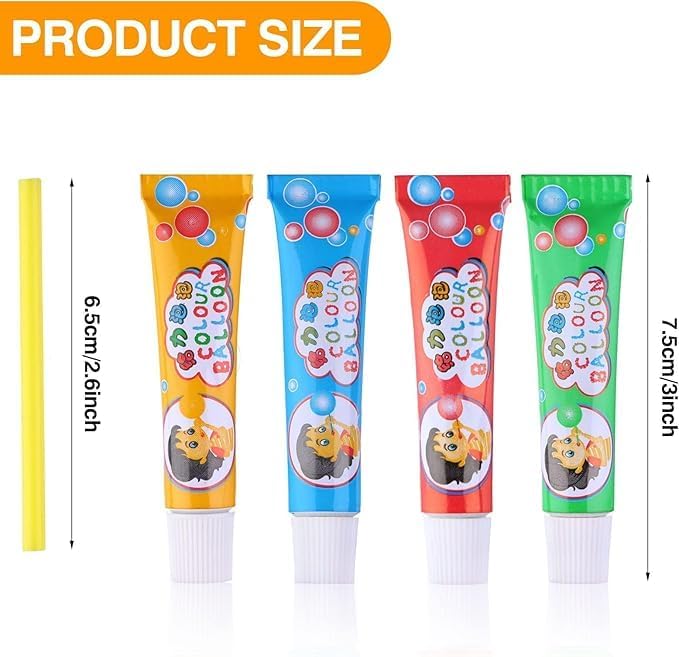 KRySt Magic Balloon Bubble Making Glue for Kids | Colorful Plastic Bubble Blowing Toy | Fun Outdoor & Indoor Craft Activity | Non-Toxic Bubble Maker Tube Set | Toy for Boys & Girls (Pack of 6) - Image 3