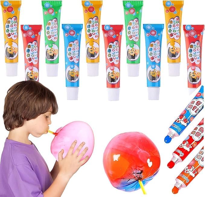 KRySt Magic Balloon Bubble Making Glue for Kids | Colorful Plastic Bubble Blowing Toy | Fun Outdoor & Indoor Craft Activity | Non-Toxic Bubble Maker Tube Set | Toy for Boys & Girls (Pack of 6) - Image 1