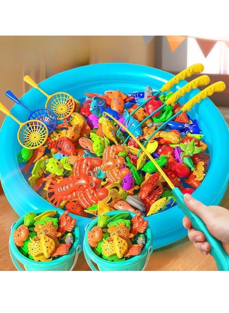 CALL PLAY Magnetic Fishing Toys Game Set for Kids | Water Table Bathtub Kiddie Pool Party & Pole Rod Net, Plastic Floating Fish Toddler Color Ocean Sea Animals Eid Age 3 4 5 6 Year - Image 3