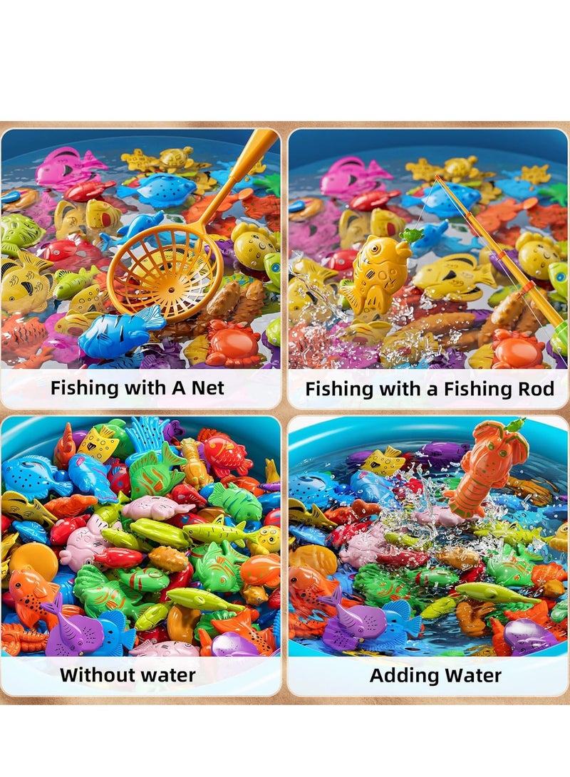 CALL PLAY Magnetic Fishing Toys Game Set for Kids | Water Table Bathtub Kiddie Pool Party & Pole Rod Net, Plastic Floating Fish Toddler Color Ocean Sea Animals Eid Age 3 4 5 6 Year - Image 5