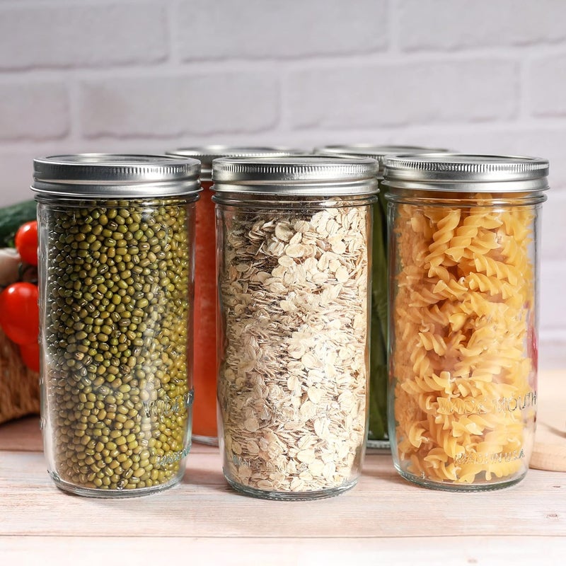 Ieavier Mason Jars Wide Mouth 24oz, 6 pack Glass Pickle Canning Jars Food Storage With Airtight Mason Jar lids and Bands for Canning, Preserving, Fermenting, Pickling, DIY Projects - Image 4